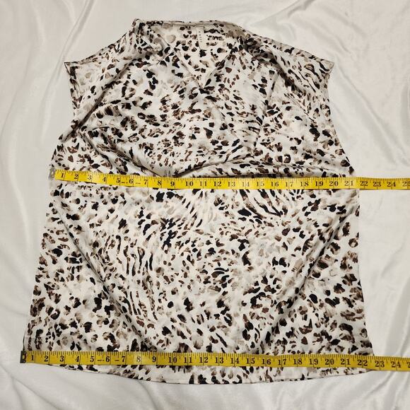 NWOT Entro Animal Print Cowl Neck Tank, Cream, Medium - Picture 6 of 8